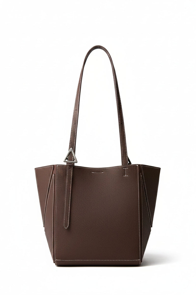 Aura Genuine Leather Geometric Winged Tote