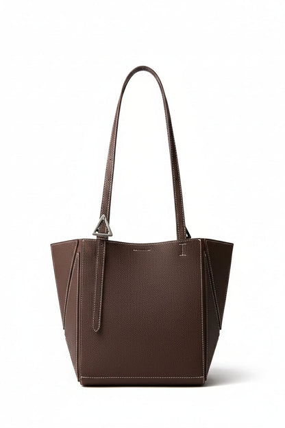 Aura Genuine Leather Geometric Winged Tote