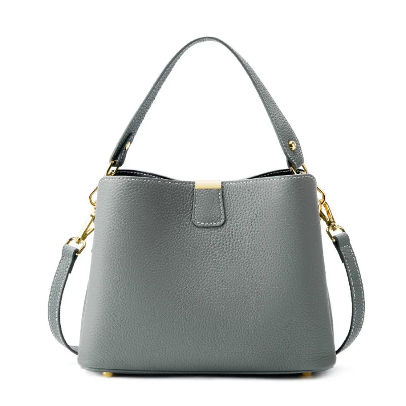 Elite Top Grain Genuine Leather Large Capacity Bucket Bag