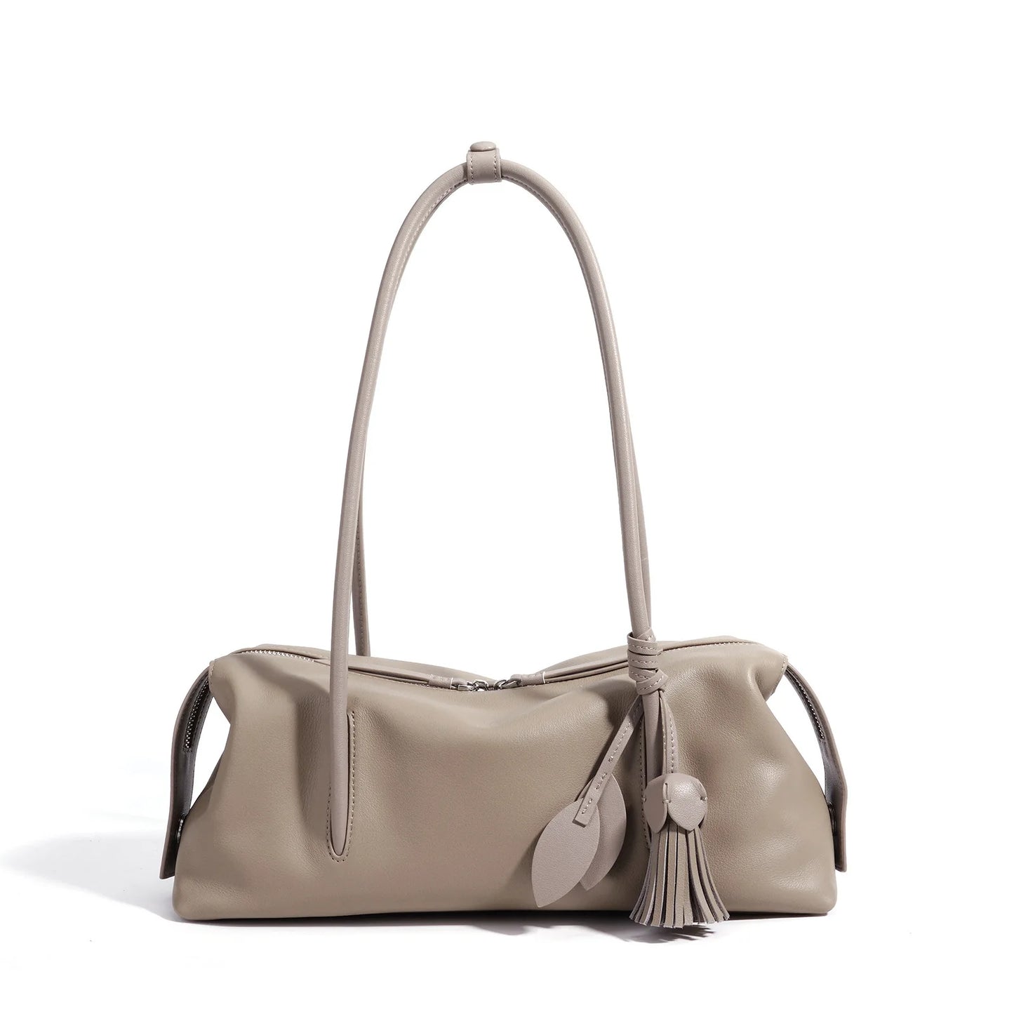 Serene Genuine Leather Elongated Barrel Handbag