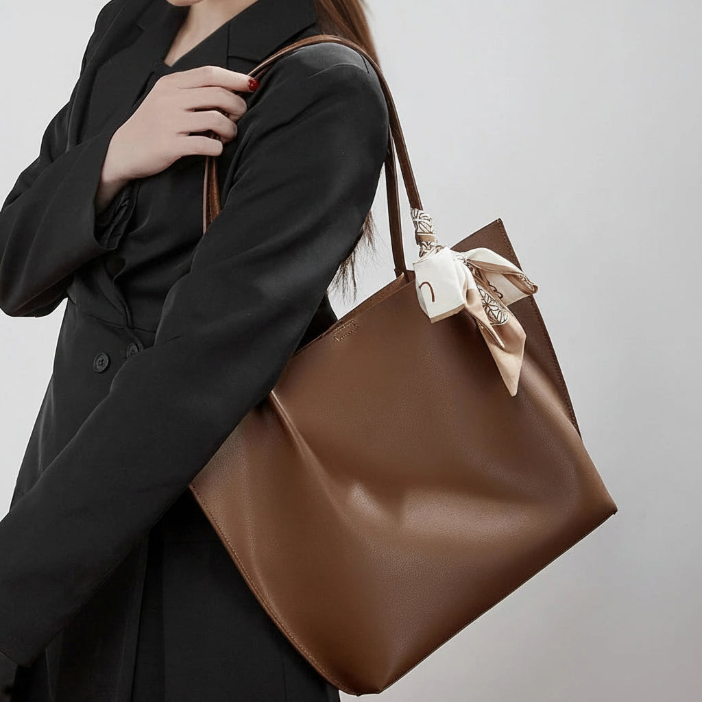 Meridian Genuine Leather Scarf-Accent Tote