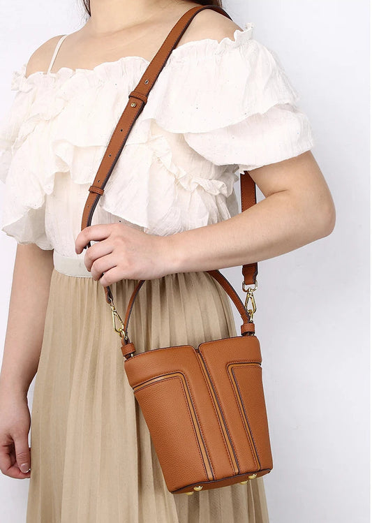 Opulent Genuine Leather Bucket Bag