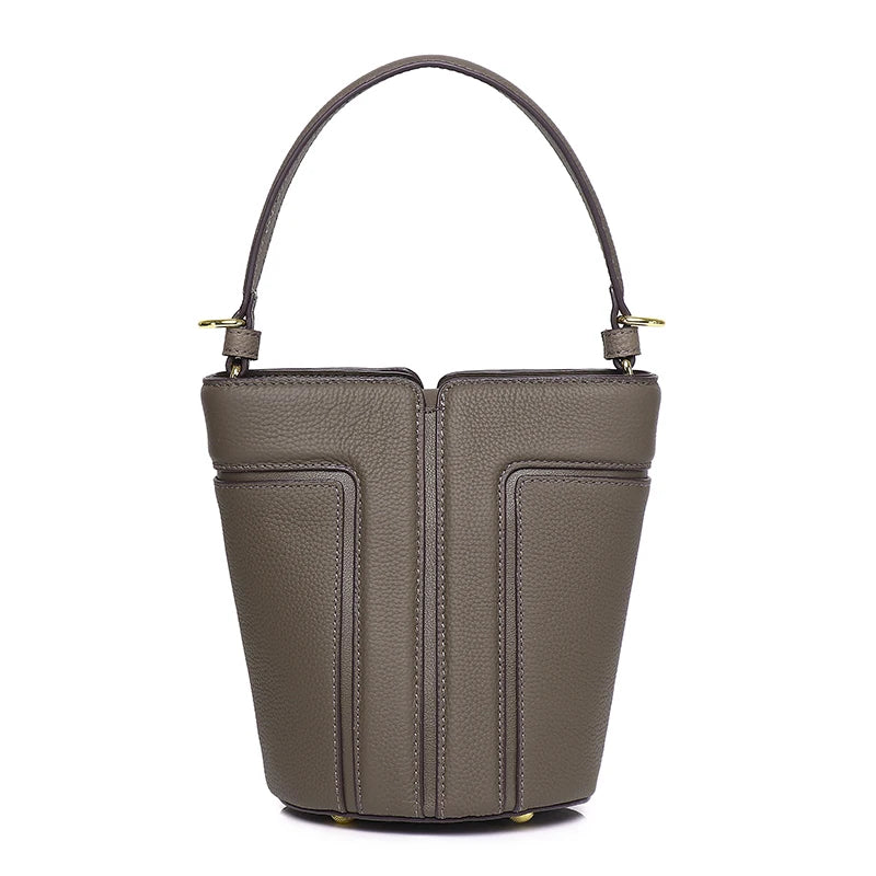 Opulent Genuine Leather Bucket Bag