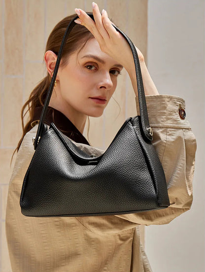 Vesper Genuine Leather Turn-Lock Contour Hobo