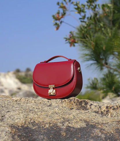 Aura Genuine Leather Top-Handle Saddle Bag