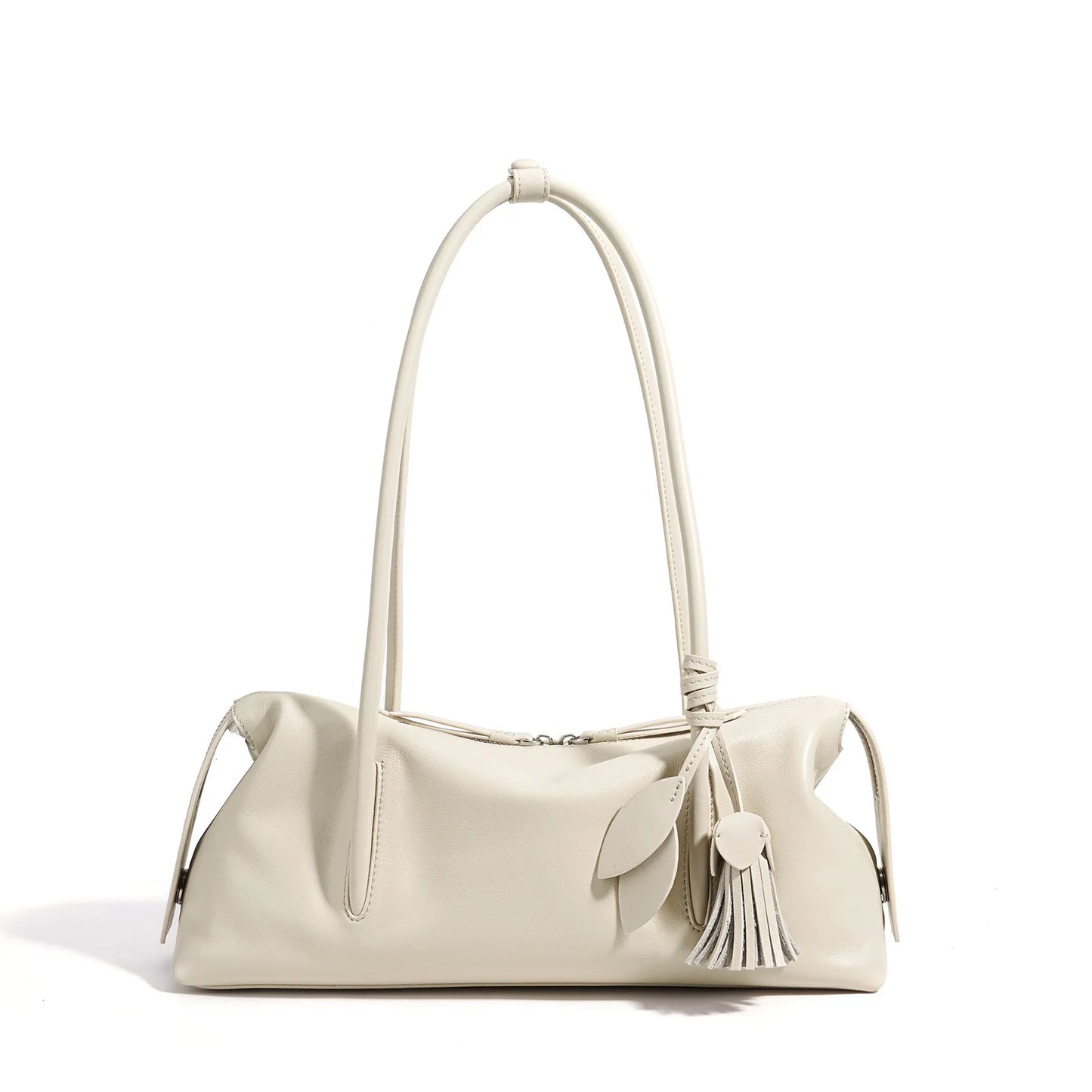 Serene Genuine Leather Elongated Barrel Handbag