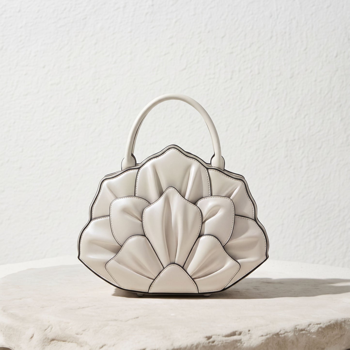 Artisanal Rose-Stitched Leather Bag