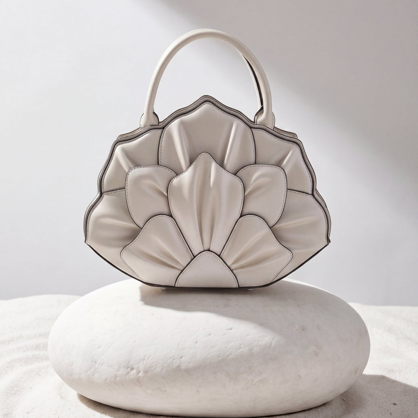 Artisanal Rose-Stitched Leather Bag