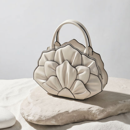 Artisanal Rose-Stitched Leather Bag