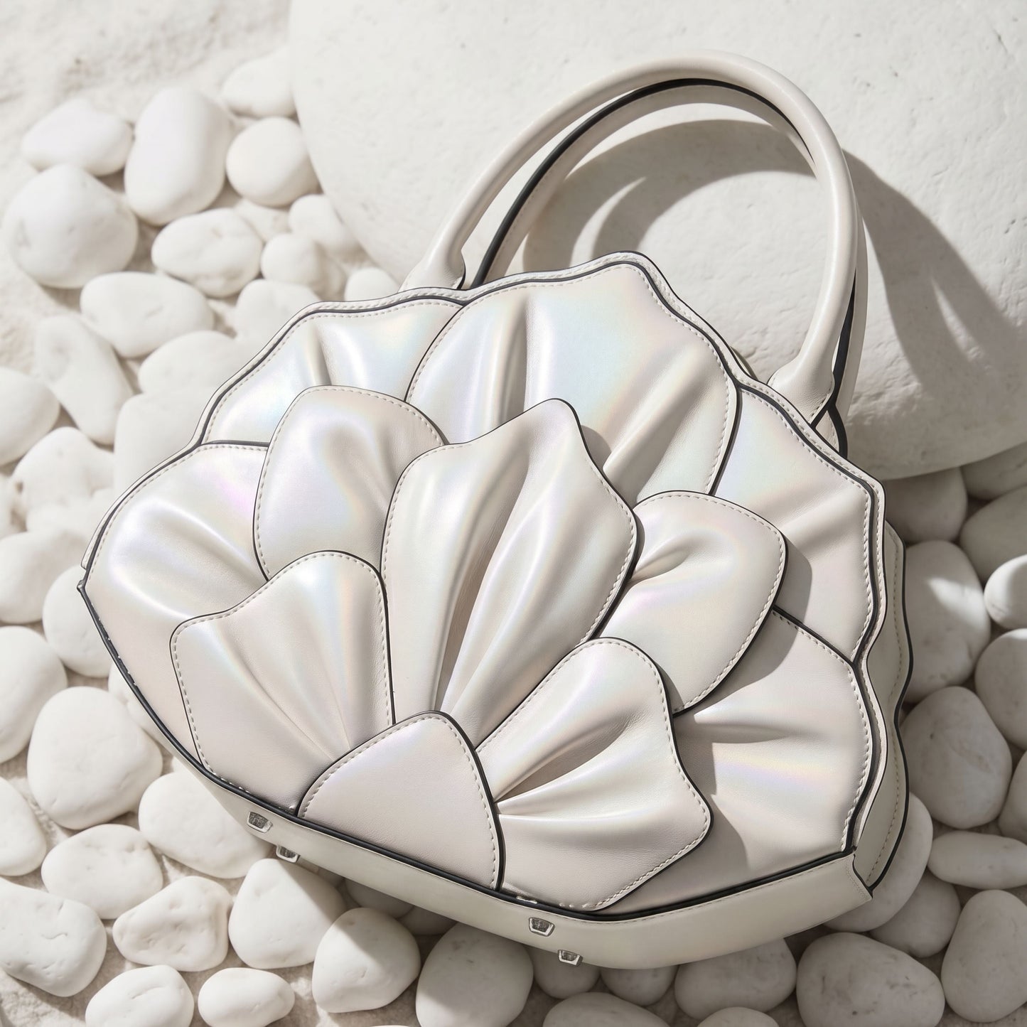 Artisanal Rose-Stitched Leather Bag
