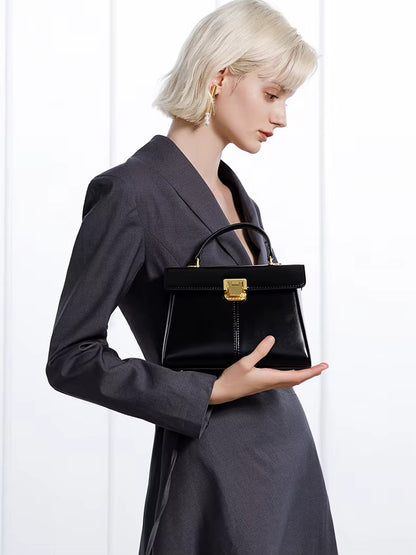 Genuine Leather Luxury Designer Square Handbag