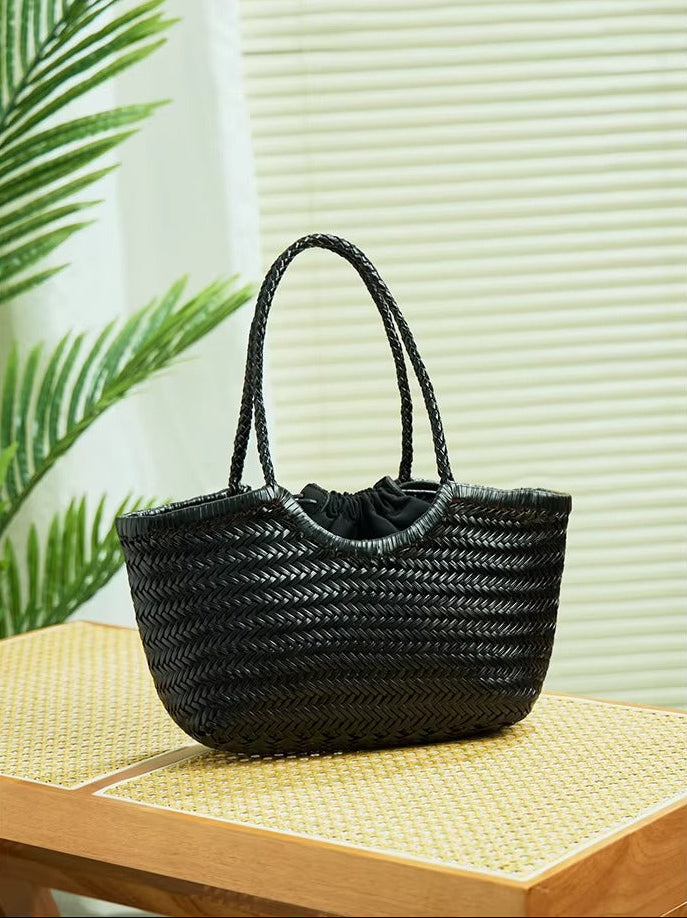 Genuine Leather Handwoven Luxury Beach Tote Bag