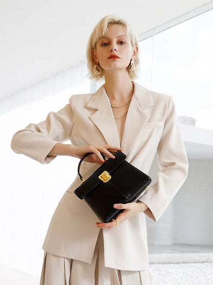 Genuine Leather Luxury Designer Square Handbag