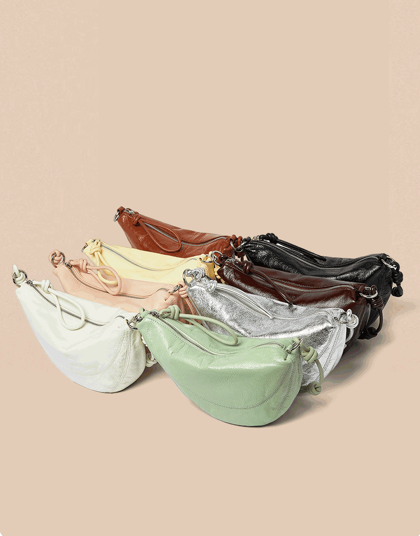 Premium Half Moon Leather Shoulder Handbag