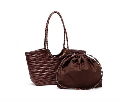 Genuine Leather Handwoven Luxury Beach Tote Bag