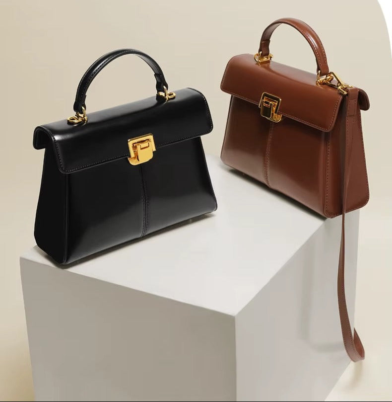 Genuine Leather Luxury Designer Square Handbag