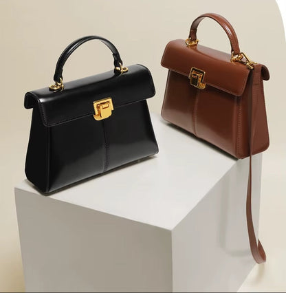 Genuine Leather Luxury Designer Square Handbag