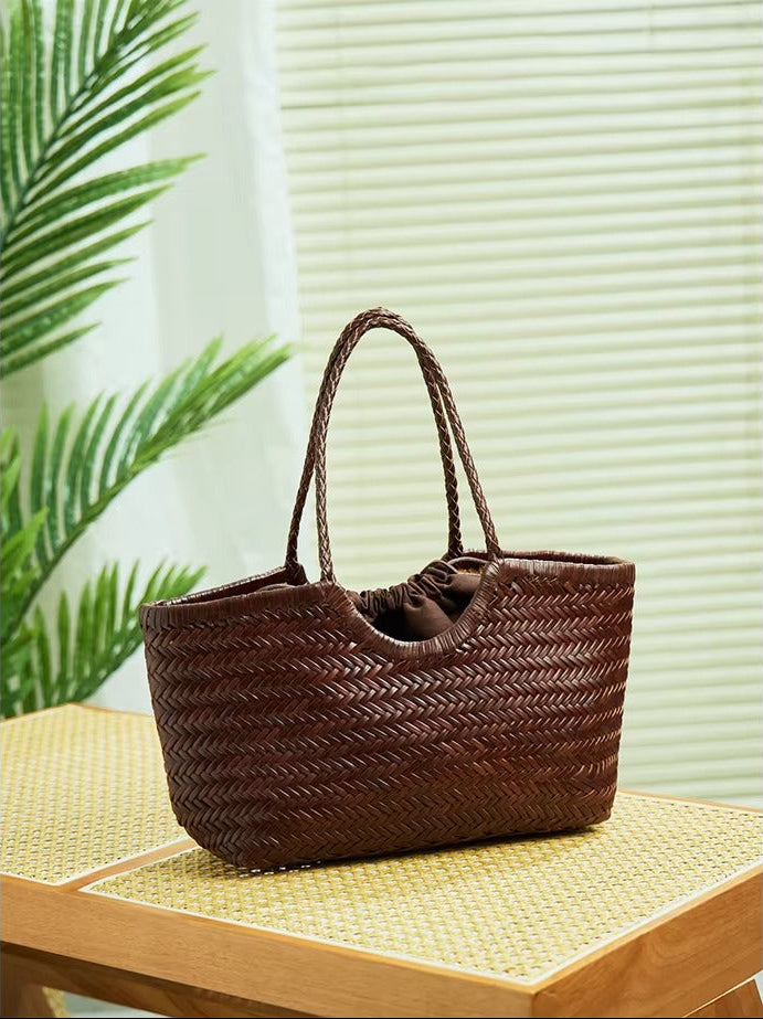 Genuine Leather Handwoven Luxury Beach Tote Bag