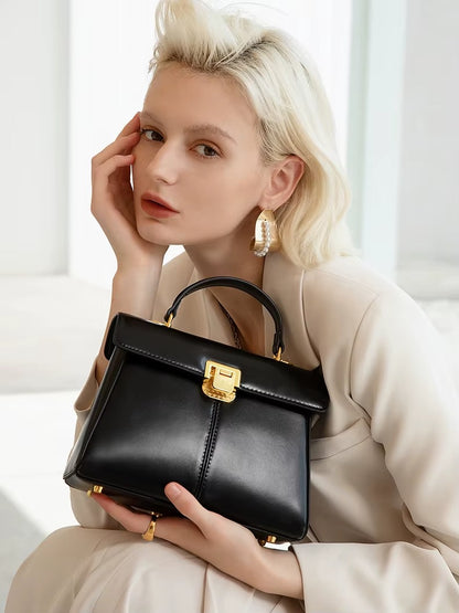 Genuine Leather Luxury Designer Square Handbag