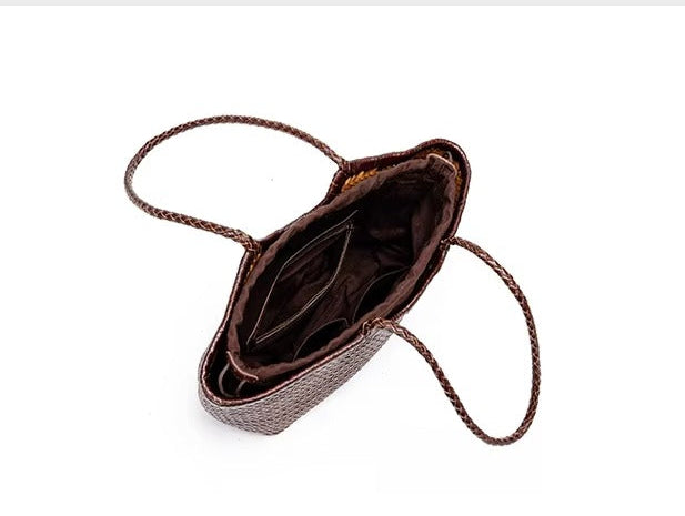 Genuine Leather Handwoven Luxury Beach Tote Bag