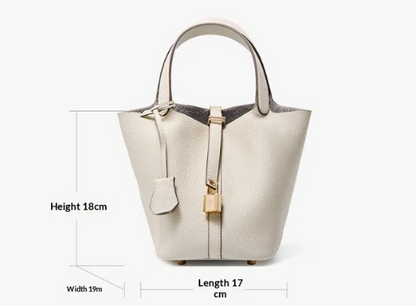 Genuine Leather Luxe Bucket Tote Bag