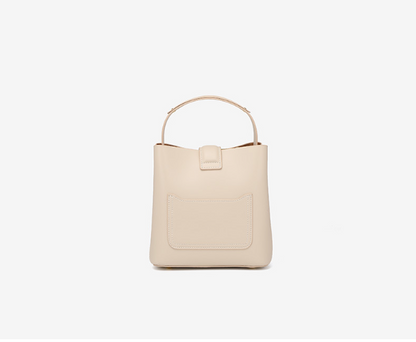Structured Genuine Leather Bucket Bag