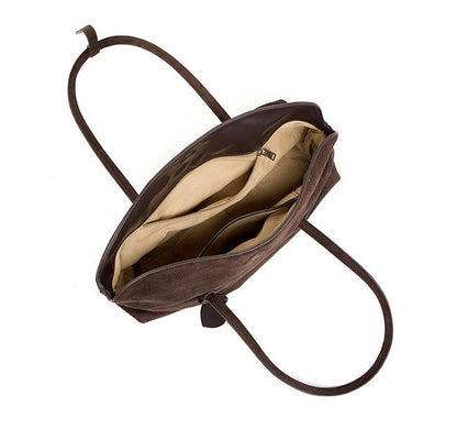 Large Suede Shoulder Boston Bag