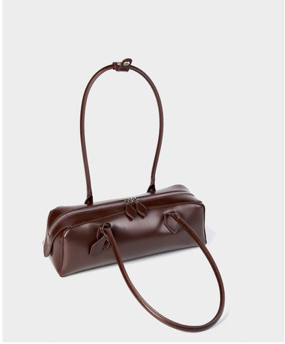 Genuine Leather East-West Shoulder Bag