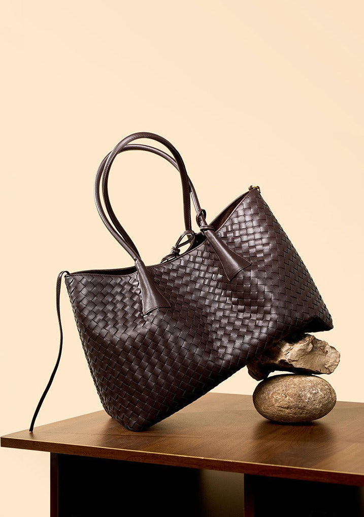 Aura Leather Woven Classic Tote Bag