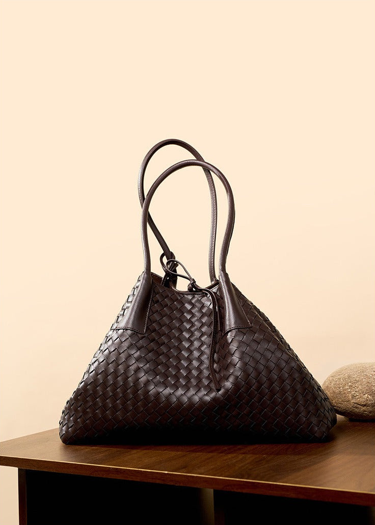 Aura Leather Woven Classic Tote Bag