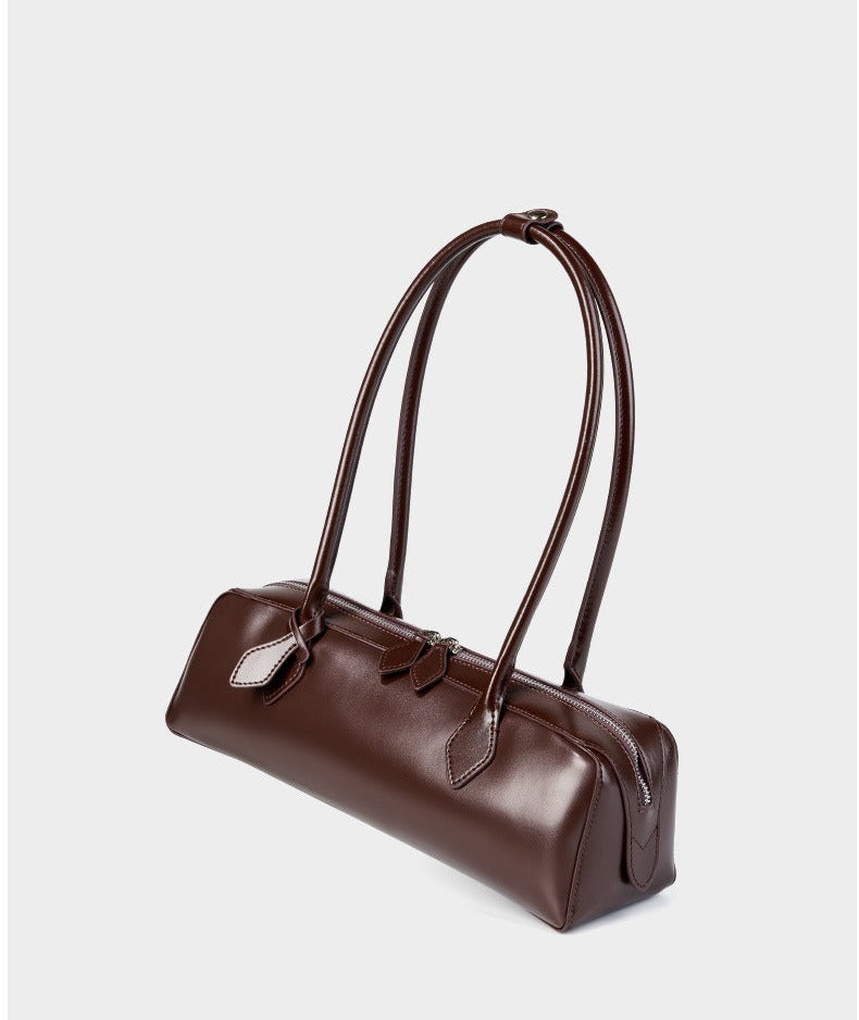 Genuine Leather East-West Shoulder Bag