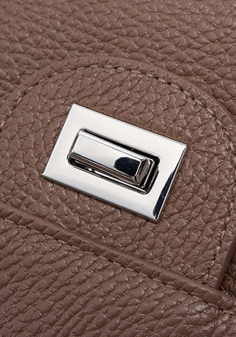 Grained Leather Turn-Lock Shoulder Bag