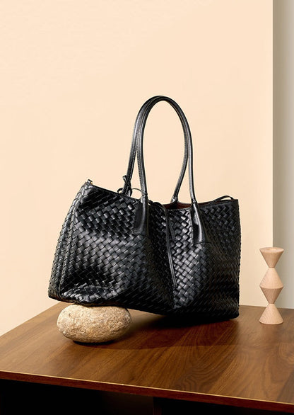 Aura Leather Woven Classic Tote Bag