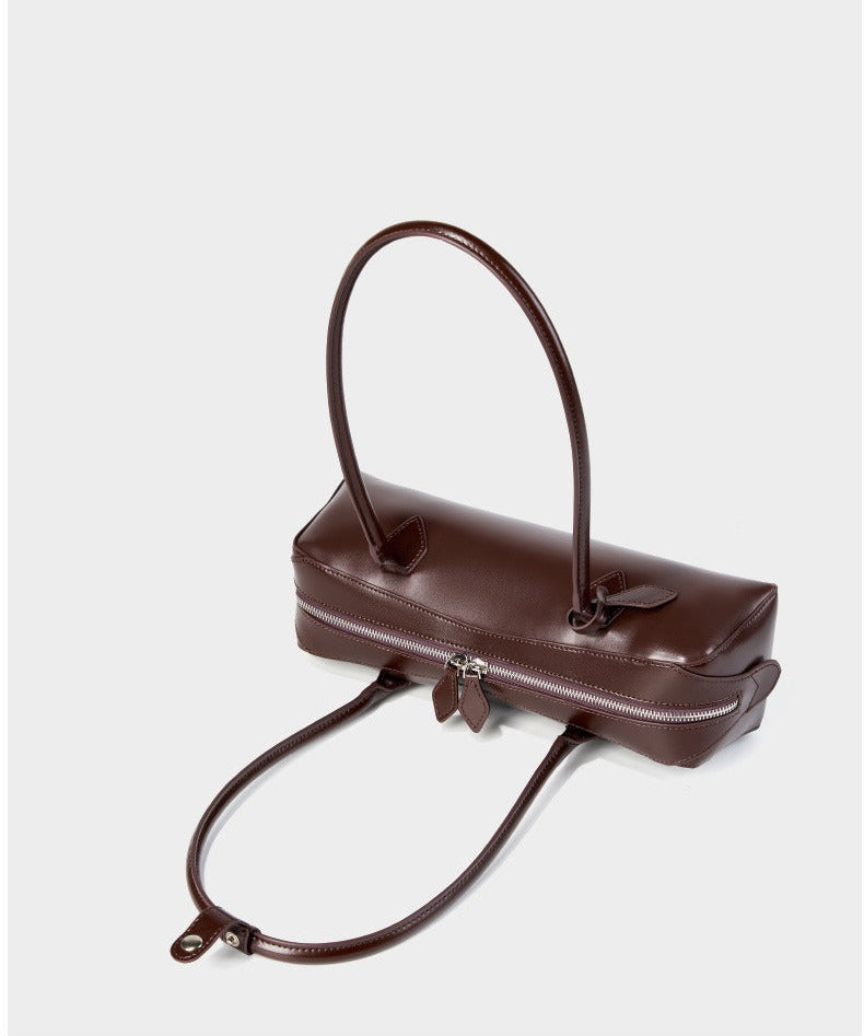 Genuine Leather East-West Shoulder Bag