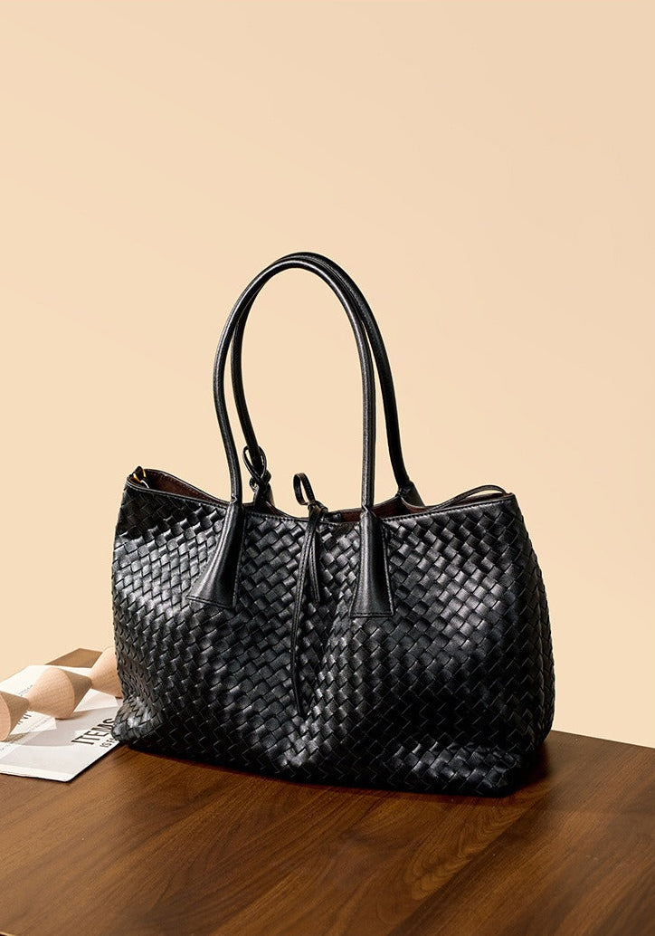 Aura Leather Woven Classic Tote Bag