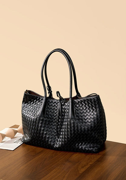 Aura Leather Woven Classic Tote Bag