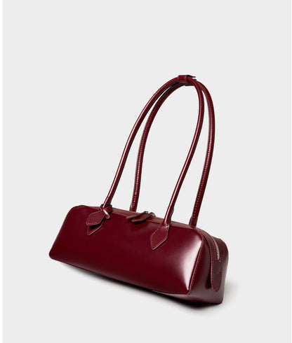 Genuine Leather East-West Shoulder Bag