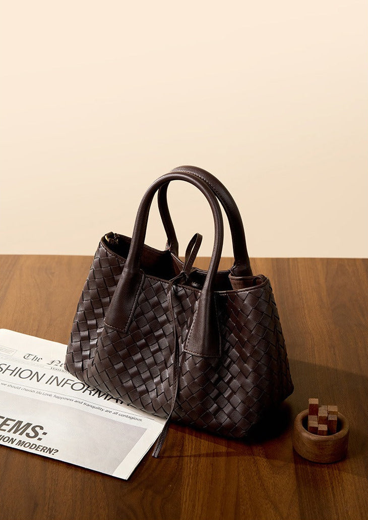 Aura Leather Woven Classic Tote Bag