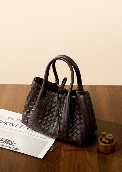 Aura Leather Woven Classic Tote Bag