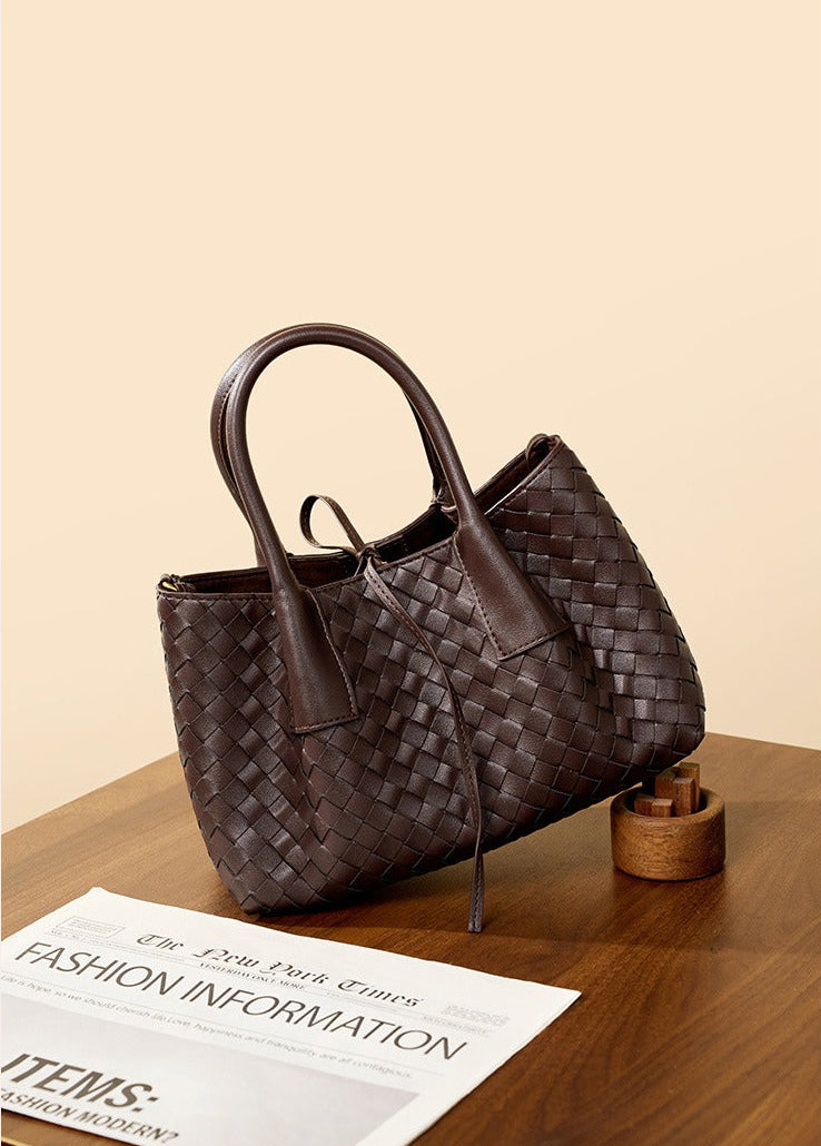 Aura Leather Woven Classic Tote Bag
