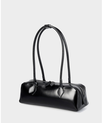 Genuine Leather East-West Shoulder Bag