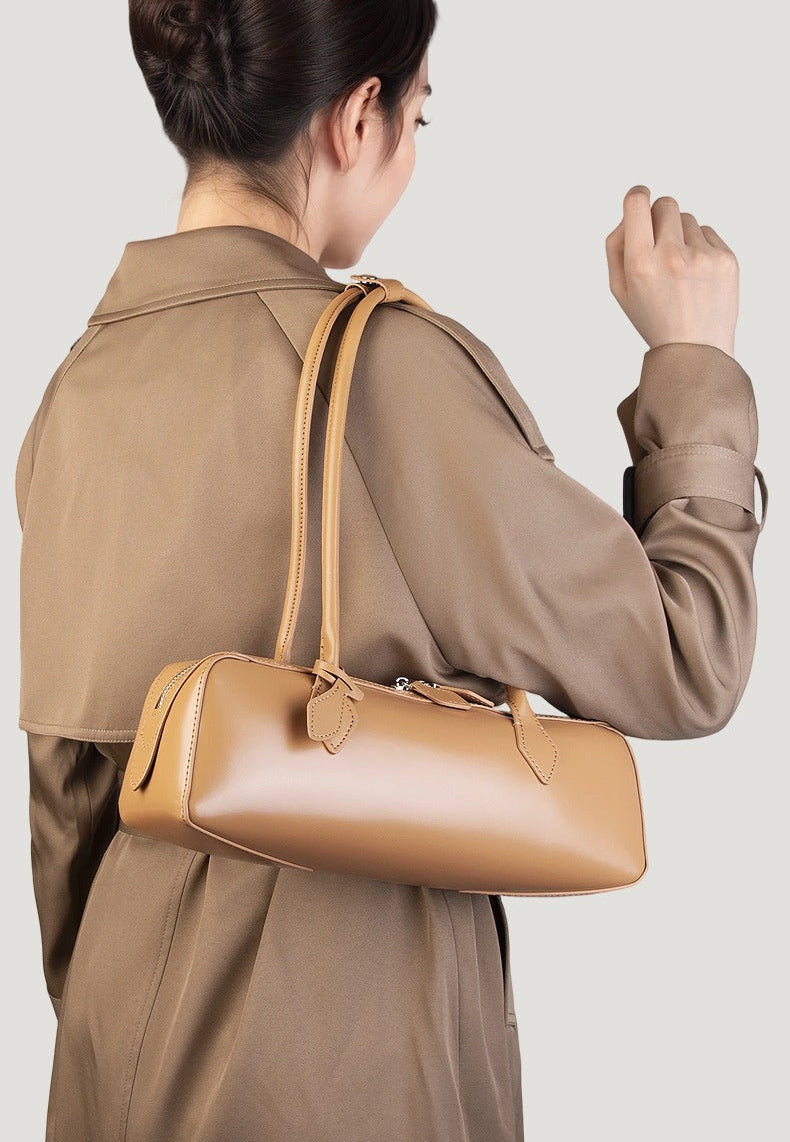 Genuine Leather East-West Shoulder Bag