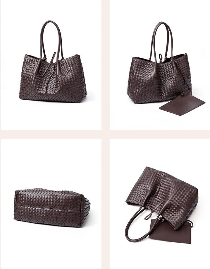 Aura Leather Woven Classic Tote Bag