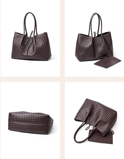 Aura Leather Woven Classic Tote Bag
