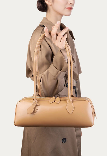 Genuine Leather East-West Shoulder Bag