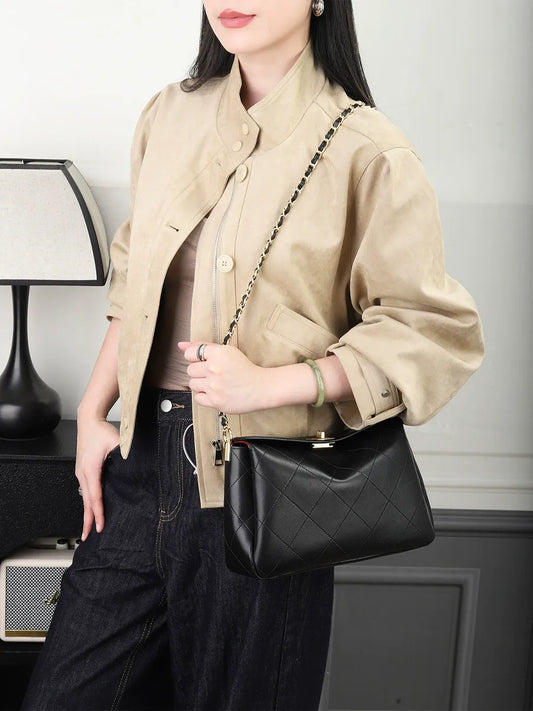 Quilted Sheepskin Chain Shoulder Bag