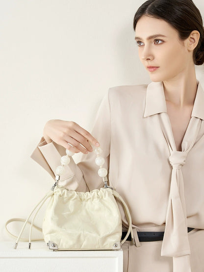 Chic Metallic Leather Drawstring Bag