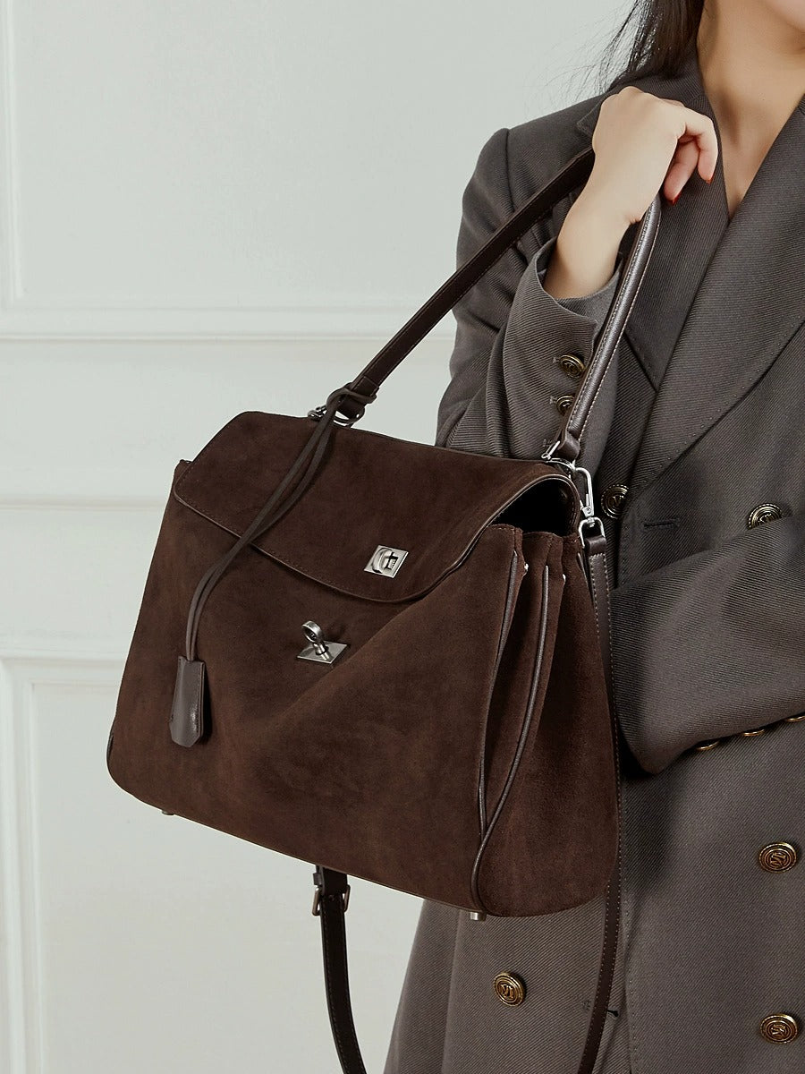 Suede Leather Shoulder Satchel Bag
