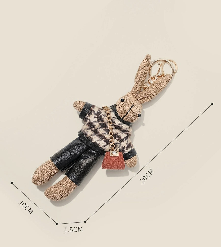 Houndstooth Bunny Plush Bag Charm