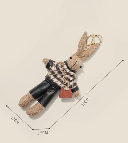 Houndstooth Bunny Plush Bag Charm